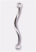 .925 Sterling Silver Spiral Noodle Tube W / 1 Closed 1 Open Jump Ring 17.5x1mm x1