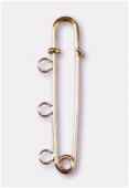55x14mm Gold Plated Safety Pin Findings Charms Holder x1