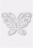 35x25mm White Color Coated Brass Filigree Stamping Butterfly x1