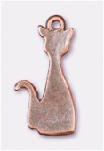 22x10mm Antiqued Copper Plated Cat Charms Pendant x2