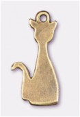 22x10mm Antiqued Brass Plated Cat Charms Pendant x2