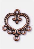 22x20mm Antiqued Copper Plated "Baroque Heart-Chandelier'' W / 5 Loop For Hanging Components x2