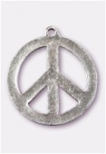 37mm Antiqued Silver Plated Peace Pendant x1