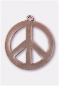 37mm Antiqued Copper Plated Peace Pendant x1