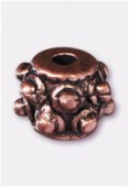 7x5mm Antiqued Copper Plated Fancy Tube Spacer Beads x4
