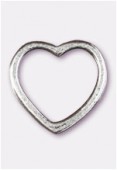 15x15mm Antiqued Silver Plated Flat Open Heart Beads x2