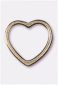 15x15mm Antiqued Brass Plated Flat Open Heart Beads x2