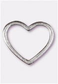 22x20mm Antiqued Silver Plated Flat Open Heart Beads x2