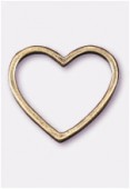 22x20mm Antiqued Brass Plated Flat Open Heart Beads x2