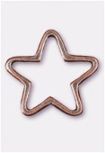 22mm Antiqued Copper Plated Open Work Star Charms Pendant x1