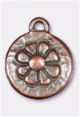 14mm Antiqued Copper Plated Daisy Charms Pendant x2