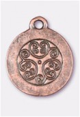 17mm Antiqued Copper Plated Volute Charms Pendant x1