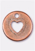 14mm Antiqued Copper Plated Heart Cut Charms Pendant x2