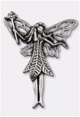 50x38mm Antiqued Silver Plated Fairy Pendant x1