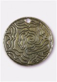 40mm Antiqued Brass Plated Nuees Pendant x1