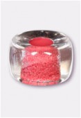 9mm Crystal Light Orange Lined Czech Pony Glass Beads x12