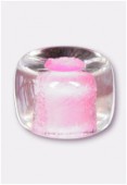 9mm Crystal Light Pink Lined Czech Pony Glass Beads x12