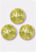 8mm Jonquil Czech Pressed Glass Crackled Round Beads x12