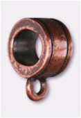 7x6mm Antiqued Copper Plated Wide Bail To Attach Charm Bead - European Style Large Hole x2