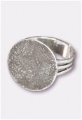 16mm Antiqued Siver Plated Adjustable Ring Findings Glue On Pad x100