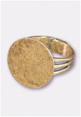 16mm Antiqued Brass Plated Adjustable Ring Findings Glue On Pad x100