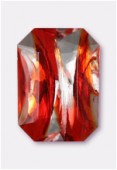 25x18mm Czech Faceted Octogon Glass Beads Fire Opal Silver Foiled x1