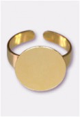 16mm Gold Plated Adjustable Ring Findings Glue On Pad x1 