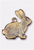 15x15mm Antiqued Brass Plated Rabbit Charms Pendant x2