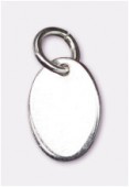 .925 Sterling Silver Oval Quality Tag W / Ring 7.3x5.5mm x1