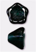 6x8mm Czech Glass Beads Flower Beadcaps Blue Zircon x6