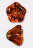 6x8mm Czech Glass Beads Flower Beadcaps Tortoise Shell x6