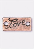 18x8mm Antiqued Copper Plated 2 Holes Love Charms Pendant x2