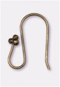 18mm Antiqued Brass Plated Long Ear Hooks W/ Balls x2