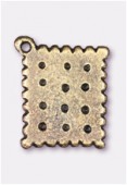 15x12mm Antiqued Brass Plated Cookie Charms Pendant x2
