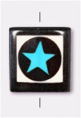 25x25mm Turquoise Star Square Bone Pendant Top To Bottom Drilled x1