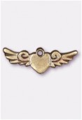 28x8mm Antiqued Brass Plated Winged Heart Charms Pendant x2