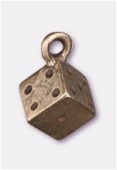 6x6mm Antiqued Brass Plated Dice Charms Pendant x1