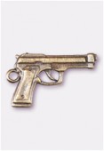 24x15mm Antiqued Brass Plated Gun Charms Pendant x1