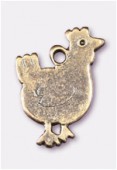 15x12mm Antiqued Brass Plated Hen Charms Pendant x2