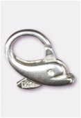 .925 Sterling Silver Dolphin Lobster Clasp 13.5 x 6.5mm x1