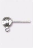 .925 Sterling Silver  Ball Earring W / Ring 6mm x2