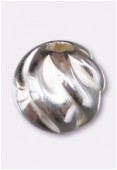 .925 Sterling Silver Twist Round Bead 6mm x1
