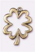 40x32mm Antiqued Brass Plated Four-Leaf-Clover Pendant x1
