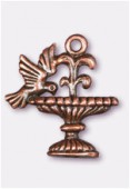 20x18mm Antiqued Copper Plated Bird / Fountain Charms Pendant x1
