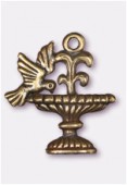 20x18mm Antiqued Brass Plated Bird / Fountain Charms Pendant x1