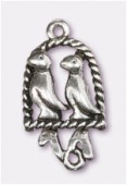 25x15mm Antiqued Silver Plated Roost Charms Pendant x1