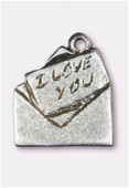 17x14mm Antiqued Silver Plated,Metal Envelope I Love You Charms Pendant x2