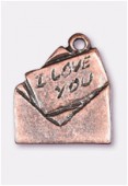 17x14mm Antiqued Copper Plated Envelope I Love You Charms Pendant x2