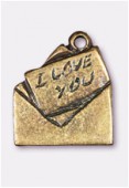 17x14mm Antiqued Brass Plated Envelope I Love You Charms Pendant x2