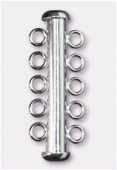 .925 Sterling Silver 4.3x32mm Tube Clasp 5 Row x1